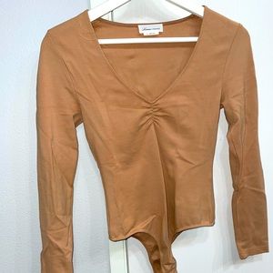 Lover and Friends Tan V-Neck Bodysuit - Size XS